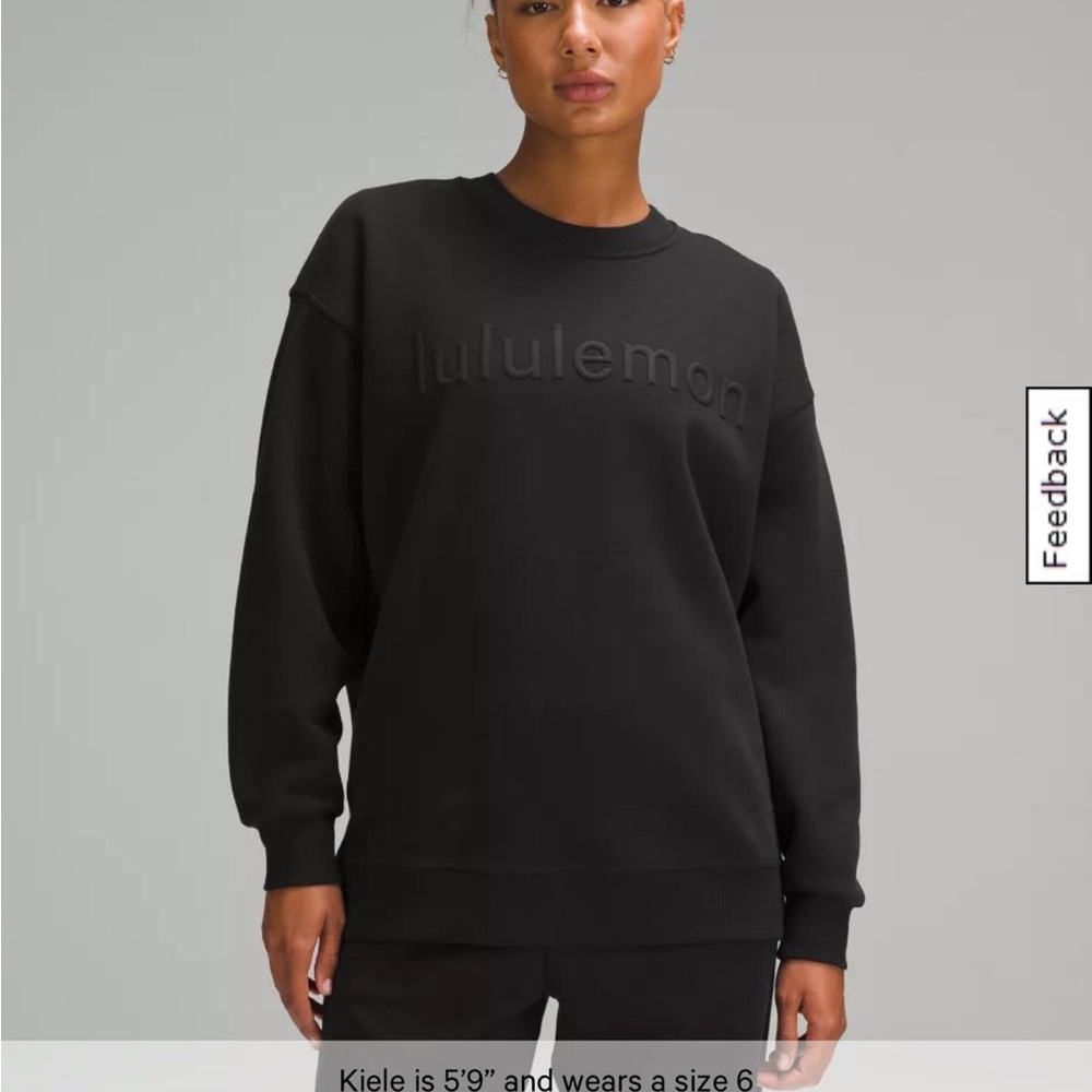 Lululemon Black Embossed Logo Crewneck Sweatshirt Size 6 Oversized